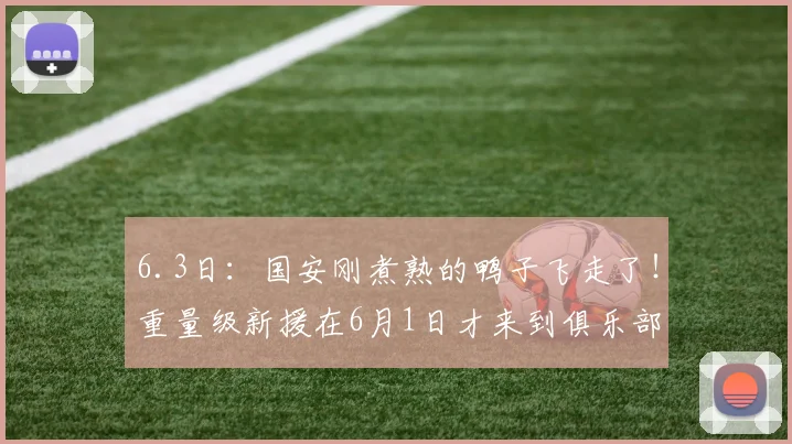 6.3日：国安刚煮熟的鸭子飞走了！重量级新援在6月1日才来到俱乐部就被通知卷铺盖离队走人_杨立瑜_球员_比赛